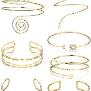 7 Pcs Arm Cuff Jewelry Set Women Adjustable Upper Arm Bangles Fashion
